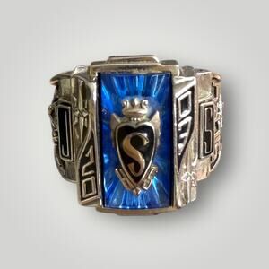 Vintage Jostens Class Ring 2003 Blue Stone Letter S Men’s Size 6,5